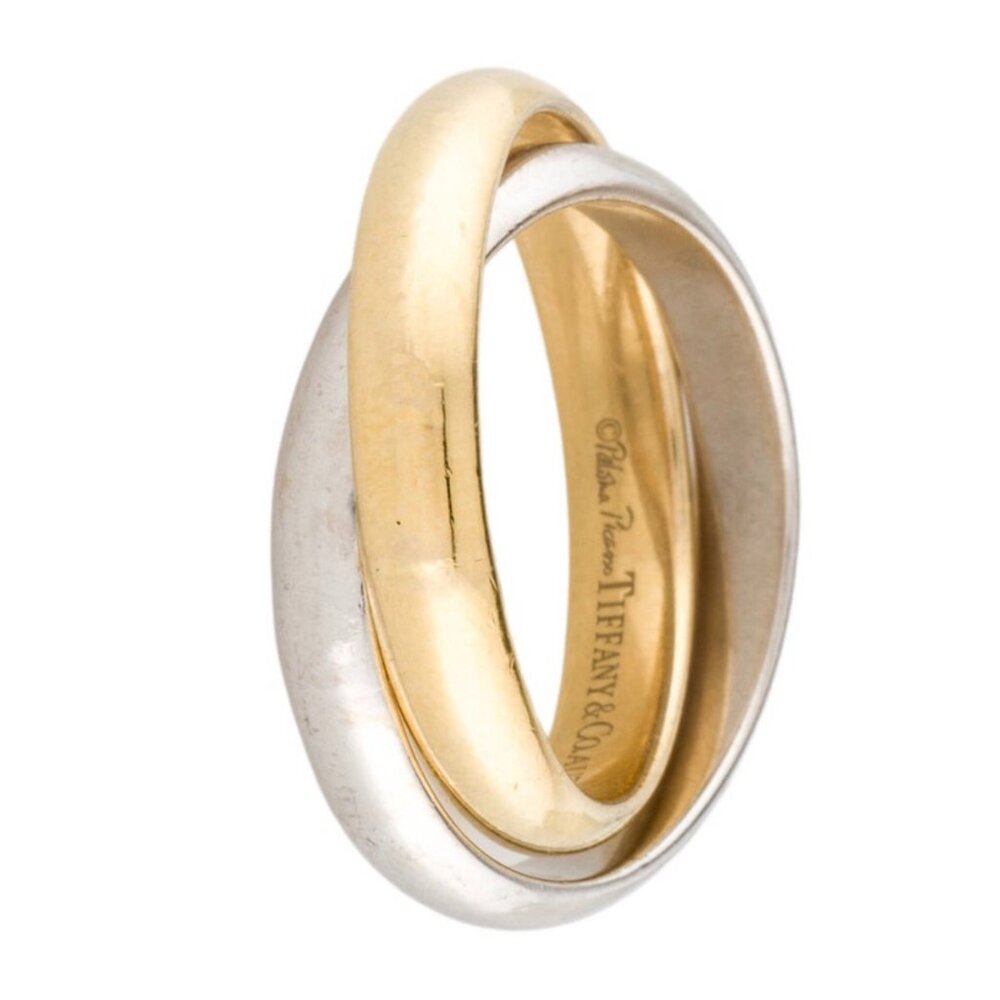 TIFFANY & CO. 18K 750 YELLOW GOLD & WHITE GOLD TWO-TONE MELODY RING - Picture 6 of 10